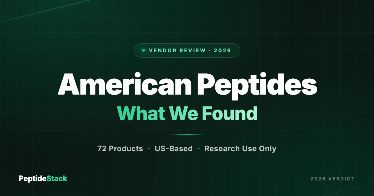 American Peptides review — PeptideStack breakdown of the americanpeptides.us research peptide catalog, pricing, and testing claims