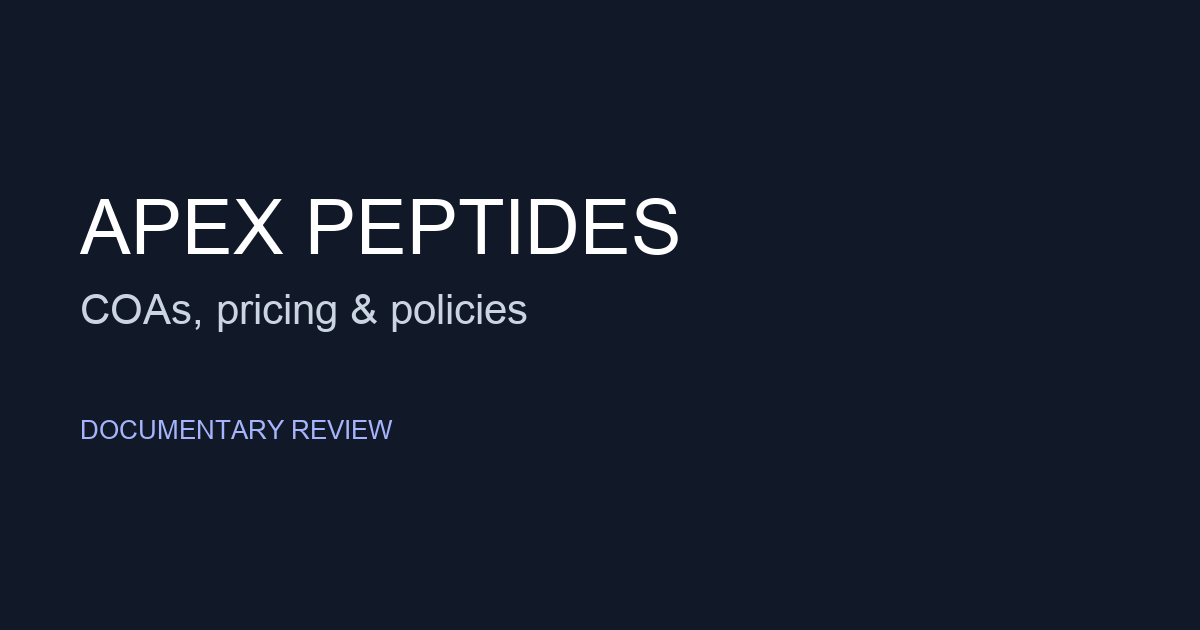 APEX Peptides documentary review: COAs, pricing and policies