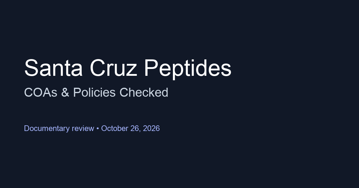 Santa Cruz Peptides documentary review: COA access, prices and policies