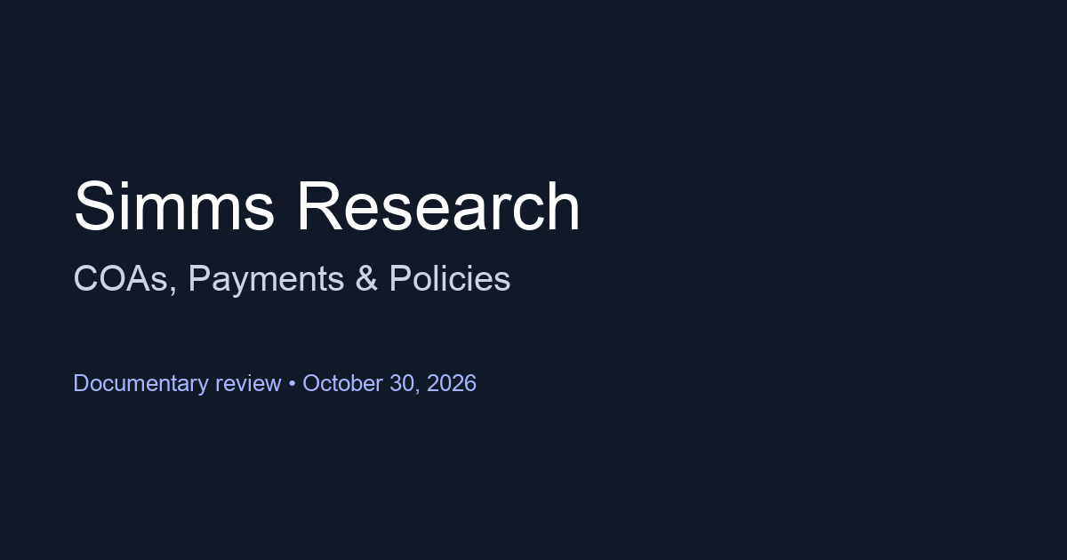 Simms Research documentary review cover graphic