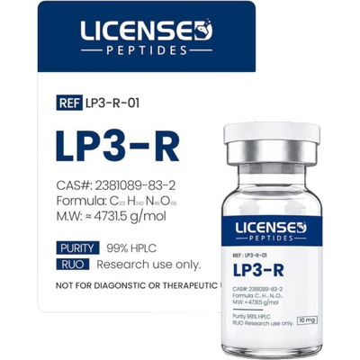 Licensed Peptides LP3-R Retatrutide research vial and box